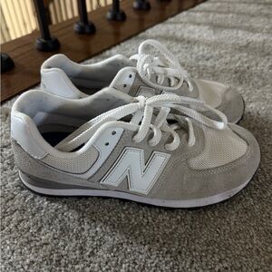 New Balance Kids' White/Gray Sneakers